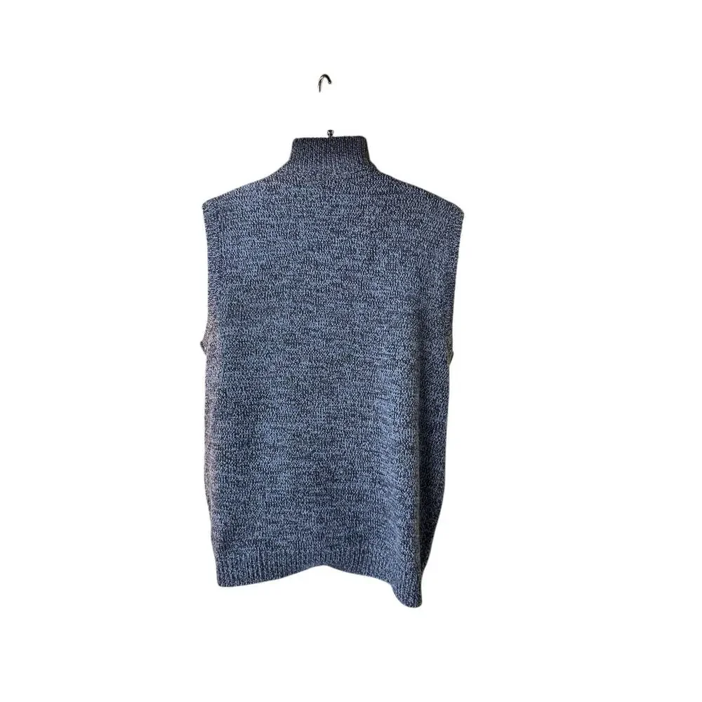 Emerald Isle Weaving Vest Mens Aran Full Zip Gilet Blue Wool Blend Sz Large